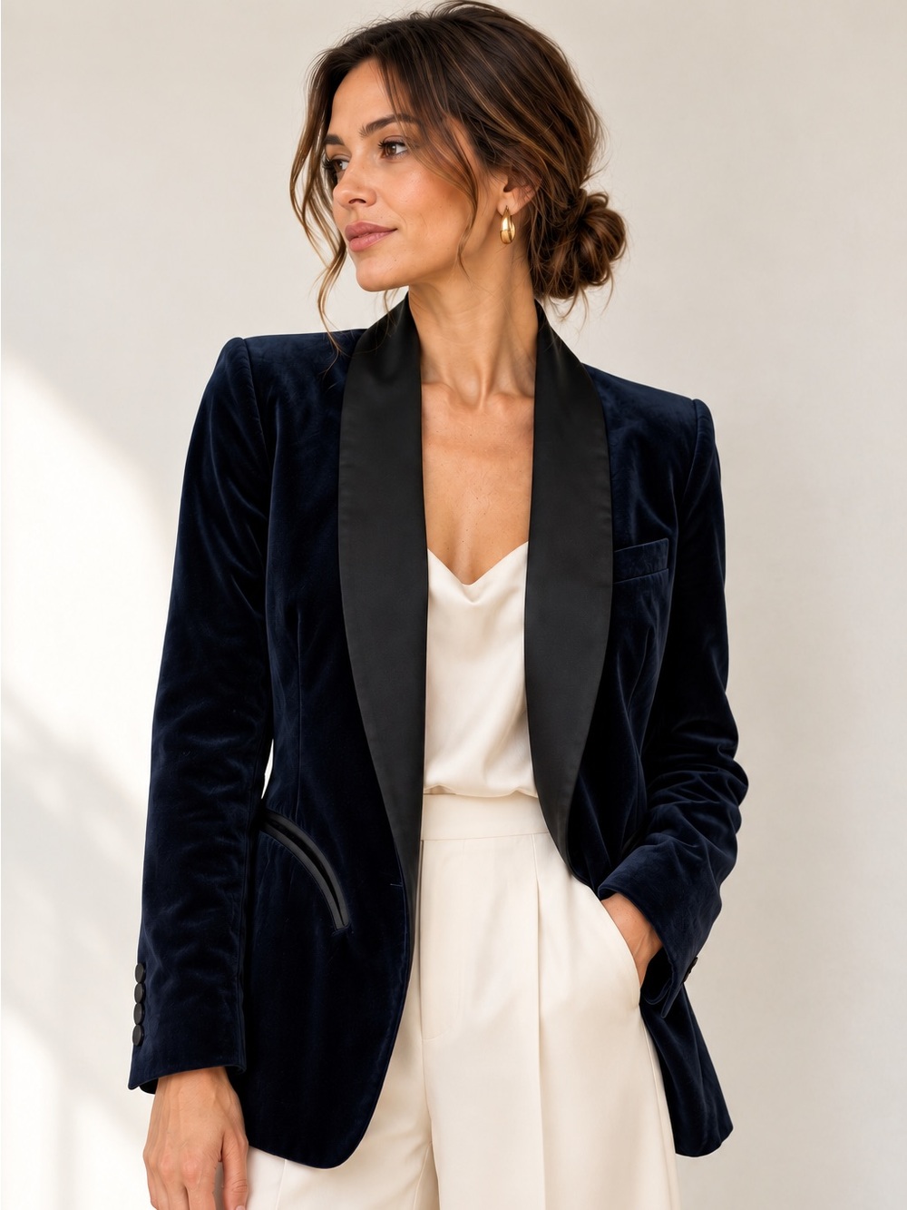 Blaze Milano x Barneys NY Navy Velvet Tuxedo Smoking Blazer Smiley Pockets Sz 10